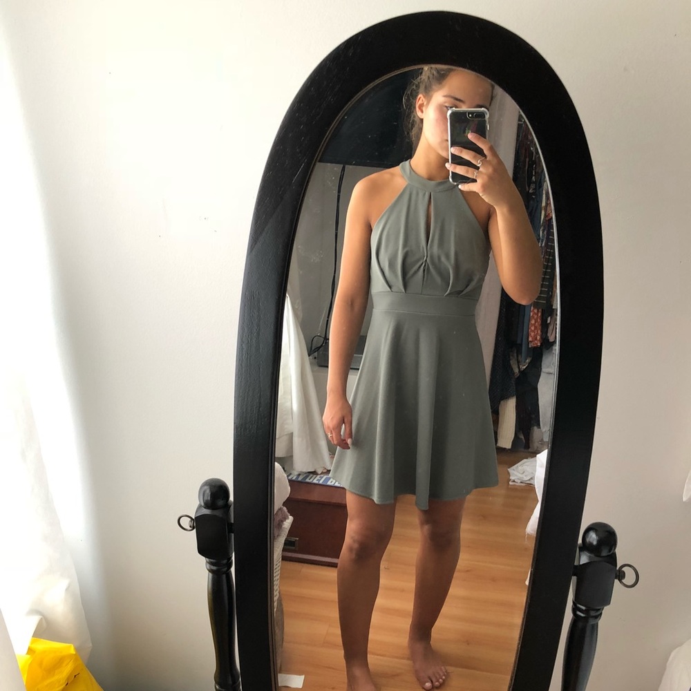 muted olive keyhole dress | MAKE AN OFFER |
